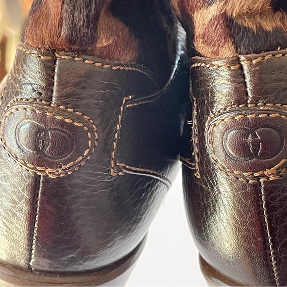 Gucci Brown & Tan Calf Hair Leather Boots - Picture 8 of 11